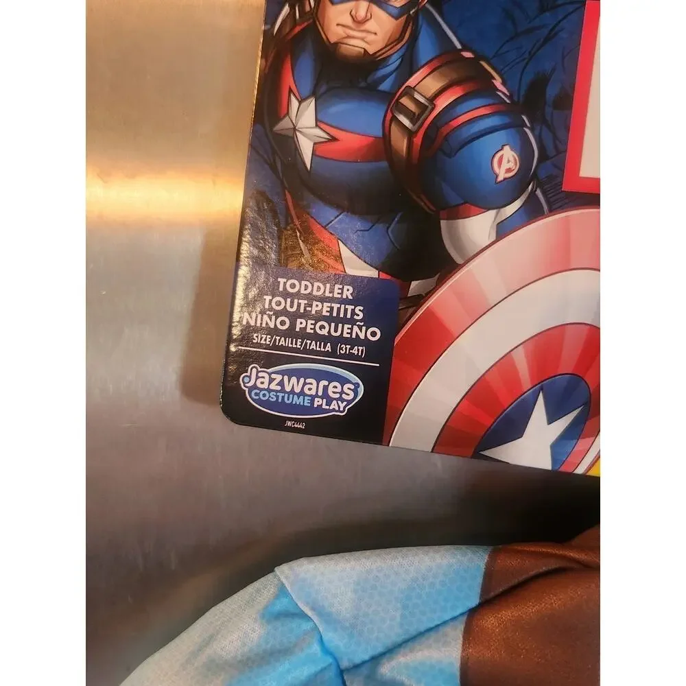 Marvel Captain America Toddler Muscle Costume Jumpsuit Mask Shield Halloween